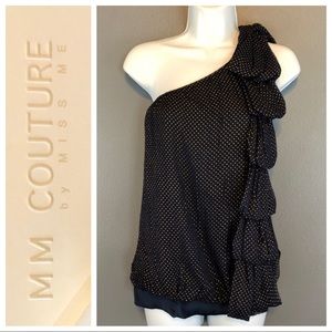 MM Couture by Miss Me one shoulder navy top NWT
